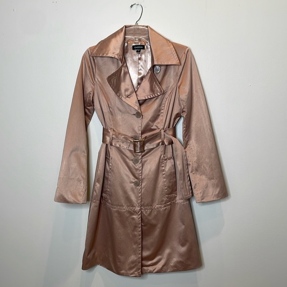 bebe Jackets & Blazers - bebe Rose Gold Satin Trench Coat XS